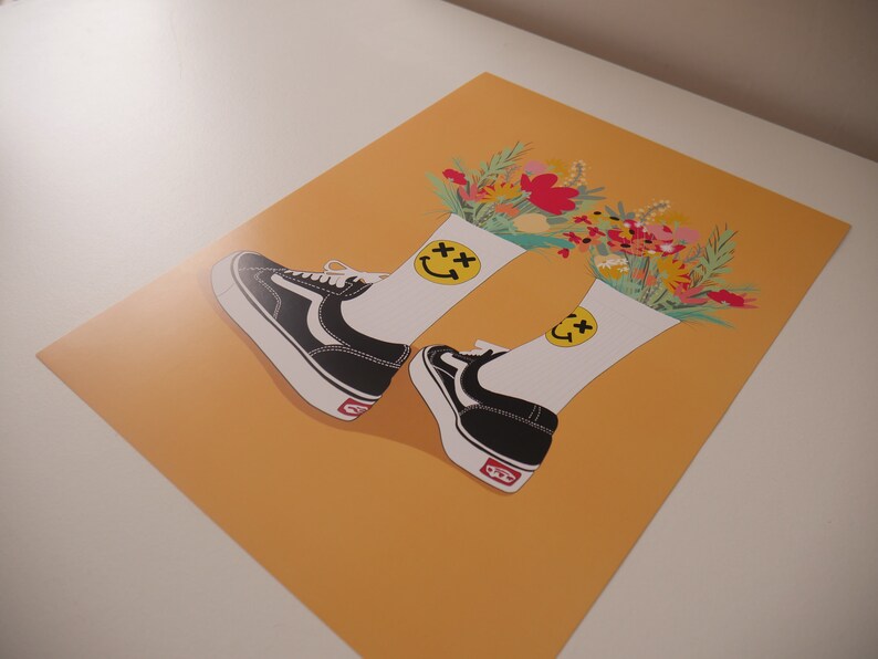 Sneakers poster, skate poster, streetwear decoration, sports basketball, flower image 6