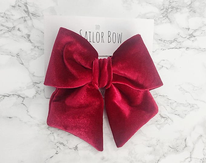 Featured listing image: Red Velvet Dog Bow: Festive Pet Collar Accessory