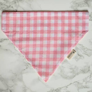 The &#39;Battenberg&#39; dog bandana - over the collar, pink gingham , yellow gingham