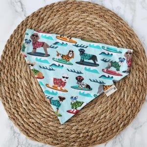 Surfing Dogs Bandana - Coastal Dog Bandana Over the Collar