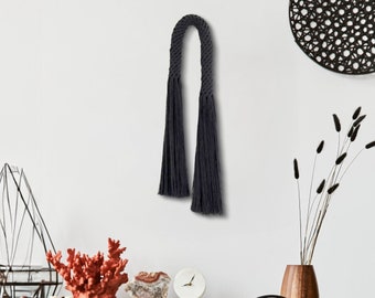 Contemporary fiber art knotted arch - Aarya in Black