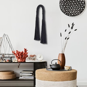 Knotted Macrame Wall Hanging- Rope Sculpture- Fiber Arch with Fringe -&quot;AARYA&quot;