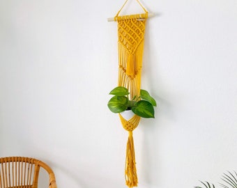 Macrame Plant Hanger-36"L, Macrame Wall Hanging Planter, Soporte de planta anudado, percha de planta de interior, soporte de planta de pared boho