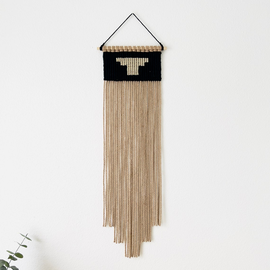 Long Macrame Boho Jute Wall Hanging Rustic Woven Tapestry Etsy