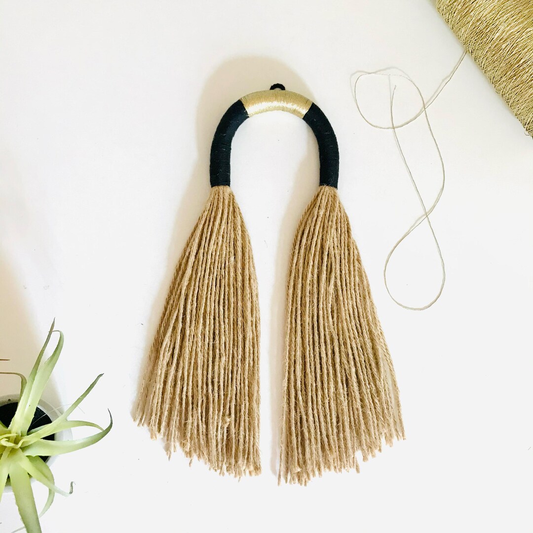Small Fiber Art Arch Tassel, Modern Organic Wall Hanging, Rope Arch ...