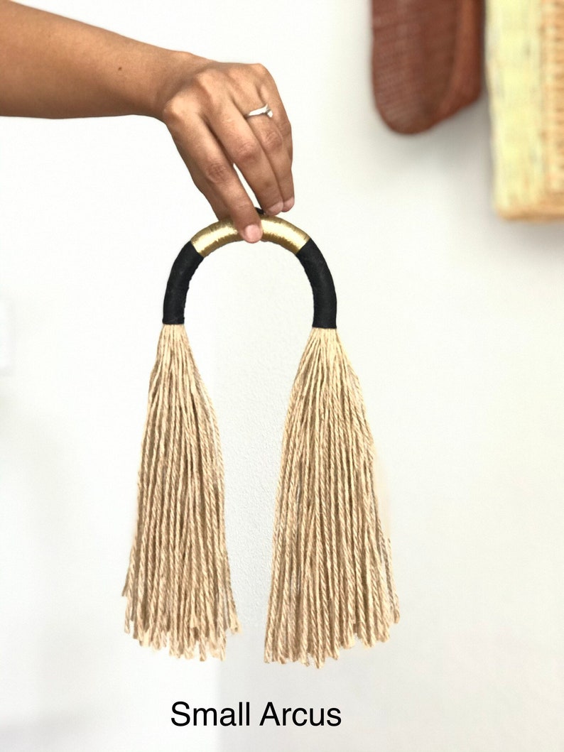 Bohemian Tassel wall hanging Jute fiber art rainbow Natural Etsy