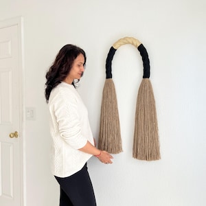 Jute fiber Art Arch- Rope Sculpture- Soft Sculpture- rustic macrame wall arch-  jute arch with gold rope