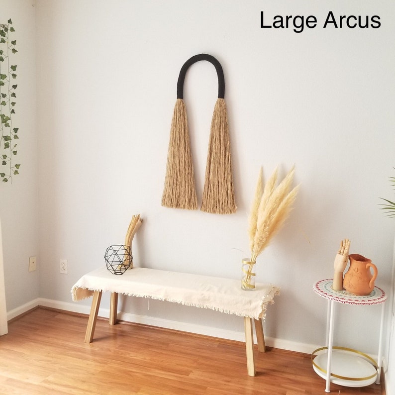 Bohemian Tassel wall hanging Jute fiber art rainbow ...