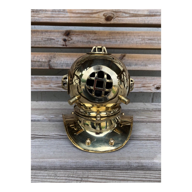 Antique Deep Sea Desk Decor U.S Navy Solid Brass Mini Diving Divers Helmet 6/'/'