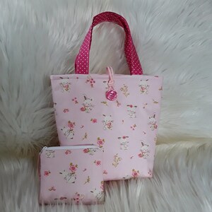 Kindertasche 2tlg, Kindertasche mit Häschen, Mädchentasche, Kindergartentasche, Kindertasche mit Geldbeutel, Kita Tasche, Shopping Bag