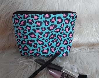 Neceser, neceser con estampado de leopardo, bolsa de aseo, bolsa para objetos pequeños, bolsa de maquillaje, estuche de maquillaje