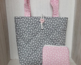 Children's bag, children's bag 2 pieces, mini purse, shopping bag, shopping bag, fabric bag