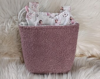 Bolsa para manillar infantil, bolsa para manillar de niña, bolsa de peluche para manillar con forma de osito, bolsa para cochecito de muñeca, bolsa para triciclo, bolsa para patinete, bolsa con ruedas
