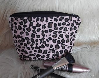 Neceser, neceser con estampado de leopardo, bolsa de aseo, bolsa para objetos pequeños, bolsa de maquillaje, estuche de maquillaje