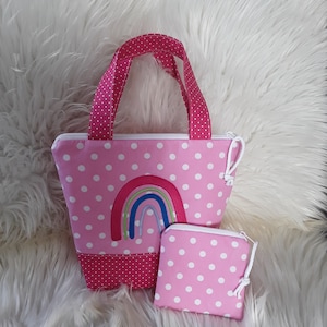 Kindertasche, Mädchentasche, Kindertasche Regenbogen, Shopping Bag,Kindertasche  2tlg,Kindergartentasche, Mädchentasche Regenbogen