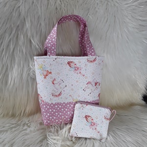 Kindertasche 2tlg, Mädchentasche 2tlg, Kindergartentasche, Shopping Bag, Kindertasche Prinzessin, Einkaufstasche Kinder, Stofftasche