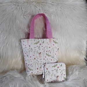 Kindertasche, Mädchentasche, Kindertasche 2tlg,Shopping Bag, Mini Geldbörse, Stofftasche, Einkaufstasche, Mädchentasche 2tlg,Kindergartentas