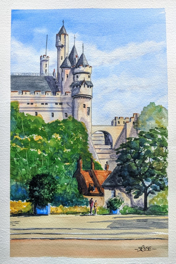Chateau De Pierrefonds France Peinture Aquarelle Originale Etsy