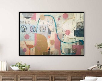 Abstract painting , Original painting , Large wall art , Geometric art , Living room wall decor , Modern painting , Pink Fine art