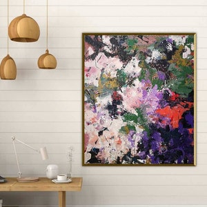Extra Large abstract floral painting , Abstract painting for living room , Contemporary art , Original Floral Art ,  Large Floral art , Pink