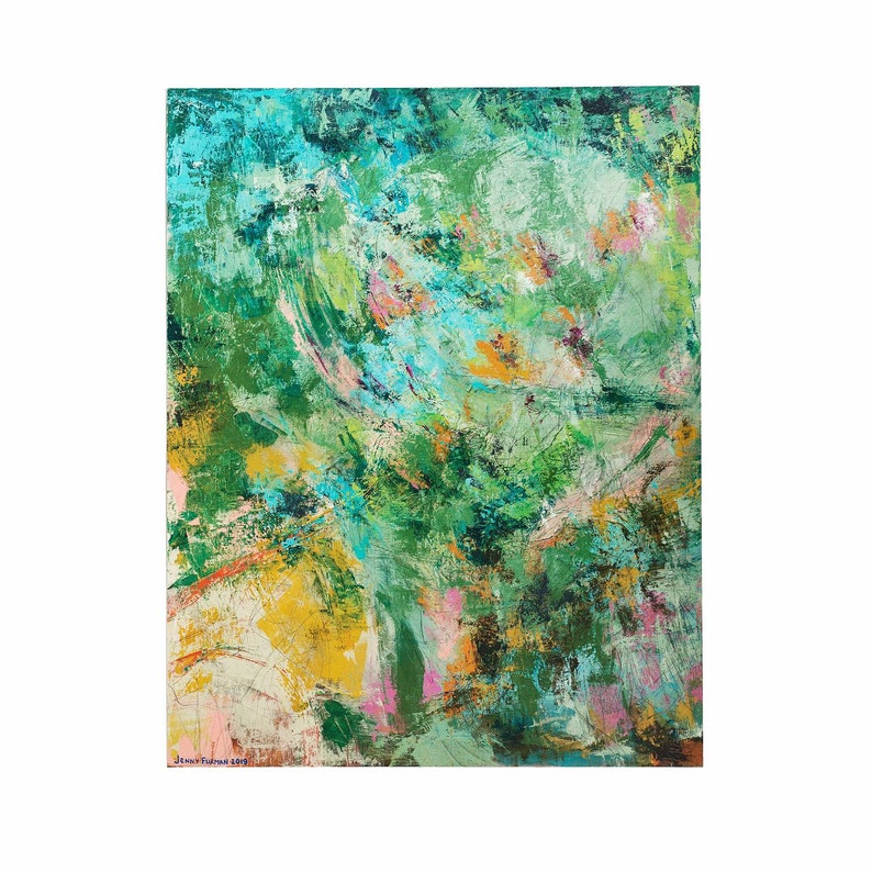 Home decor gift Mother's day framed wall art Abstract art print Floral print wall art Gift for her Green wall art , Teal image 6