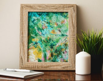 Home decor gift -  Mother's day - framed wall art - Abstract art print - Floral print wall art  - Gift for her -  Green wall art , Teal