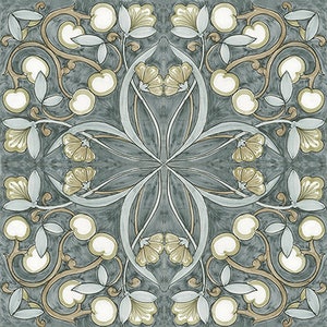 1767 Amalfi Coast  - Grey/Blue  6" x 6" or 4.25" x 4.25" Satin Finish White  - Decorative Tile, Accent Tile, Pattern Tile, Tile Mural