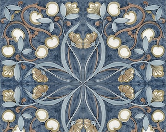 1767 -1 Amalfi Coast Blue - 8"x8" 6" x 6" or 4.25" x 4.25" Satin Finish White -Decorative Tile, Accent Tile, Pattern Tile, Tile Mural