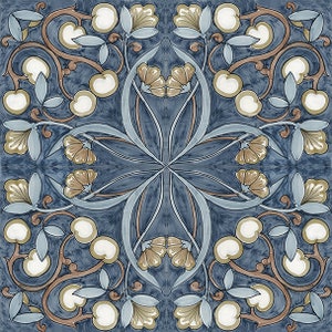 1767 -1 Amalfi Coast Blue - 8"x8" 6" x 6" or 4.25" x 4.25" Satin Finish White -Decorative Tile, Accent Tile, Pattern Tile, Tile Mural