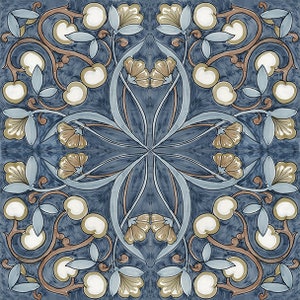 1767 -1 Amalfi Coast Blue - 8"x8" 6" x 6" or 4.25" x 4.25" Satin Finish White -Decorative Tile, Accent Tile, Pattern Tile, Tile Mural