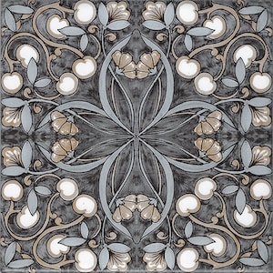 1767 - Amalfi Coast Grey Kiln Fired Version -  6"x6"White Gloss  -Pattern Tile Accent Tile Decorative Tile