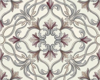 2008 - Victorian Rosette - 8x8 6x6 4x4 - Satin or Gloss finish Decorative Tile, Vintage Tile, Antique, Rose Color, Accent Tile, Kitchen Tile