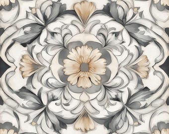 2038-Champagne Blossom - 8x8 6x 4.25x4.25 - Satin/Gloss Decorative Tile, Backsplash Tile, Bathroom tile, Vintage tile, floral Tile