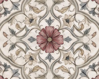2019 - Romantic Garden -8x8 6x6 4.25x4.25 - Satin or Gloss, Decorative accent Tile, Vintage Antique Tile, Rose Tile, Floral, Kitchen Tile
