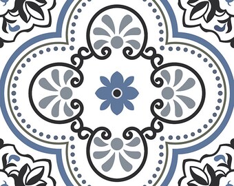 1758-1 Ameca Blu -8"x8" 6" x 6" or 4.25" x 4.25"   Satin finish Bright White  - Decorative Tile, Accent Tile, Pattern Tile, Tile Mural