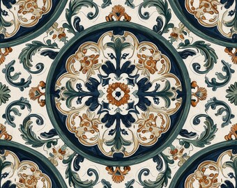 2016 - Sevilla Garden - 8x8 6x6 4.25x4.25 -Satin or Gloss - Mediteranean Tile - Spanish Tile-  Floral Tile, vintage Tile, kitchen backsplash