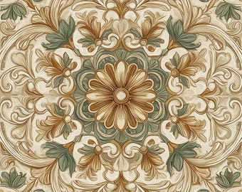 2025 - Gilded Sage - 8x8 6x6 4.25x4.25 - Gloss/Satin - Kitchen Backsplash Tile, Bathroom Tile, Fireplace Tile, Sage Golden, Botanical Tile