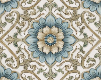 2010 - French Garden - 8x8 6x6 4.25x4.25 Satin Matte or Gloss - Vintage Ceramic Tile Kitchen Backsplash, Bathroom Wall, Decorative Wall Art