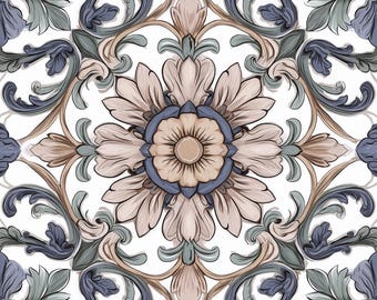 2029 - Blush Bloom - 8x8 6x6 4.25x4.25 - Satin/Gloss - Decorative accent tile, Floral Tile, Blush Tile, Kitchen Backsplash, fireplace, Bath