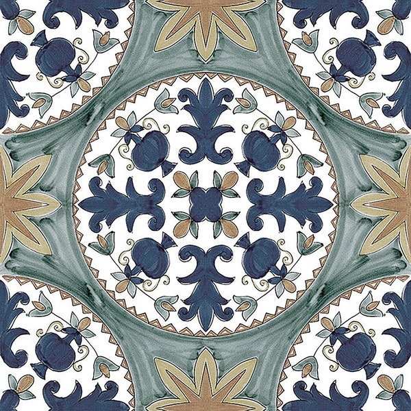 1766 Padua - 8"x 8"  6" x 6" 4.25" x 4.25" Satin Finish White or Cream background-Decorative Ceramic Tile, Accent Tile, Pattern Tile