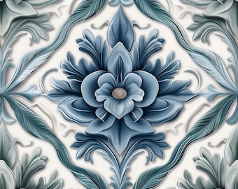 2031 - Blue Haven - 8x8 6x6 4.25x4.25 - Satin/Gloss - Decorative accent tile, kitchen backsplash tile, fireplace tile, blue traditional tile