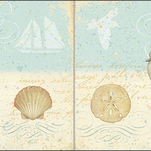 1911 - Sandpiper 2 piece Deco set - Sea Shore Tiles, Ocean Tiles, Decorative tile, Accent Tile 8x8-6&quot;x6&quot; or 4.25&quot; x 4.25&quot; Satin White