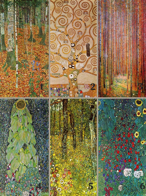 beholder behagelig salat Gustav Klimt Nature 6 Piece Set on 3 X 6 Satin | Etsy