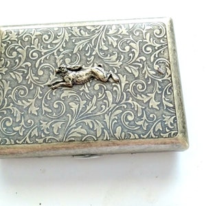 Rabbit Cigarette Case, Brass Bunny Case, Ornate Brass Cigarette Case, Brass Rabbit Case, Easter Rabbit Card Case, Antiqued Brass Card Case