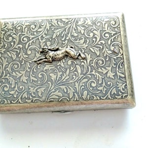 Rabbit Cigarette Case, Brass Bunny Case, Ornate Brass Cigarette Case, Brass Rabbit Case, Rabbit Card Case, Antiqued Brass Card Case