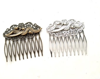 Large Lily of the Valley Comb, Silver Floral Comb, Antiqued Brass Floral Comb, Lily Comb, Brass Hair Comb, Flower Comb, Silver Lily Comb