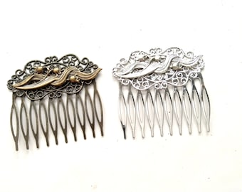 Large Lily of the Valley Comb, Silver Floral Comb, Antiqued Brass Floral Comb, Lily Comb, Brass Hair Comb, Flower Comb, Silver Lily Comb