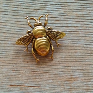 Huge Gold Bee Pin, Gold Honeybee Pin Brooch, Antiqued Gold Bee Pin, Big Bee Pin, Gold Bee Lapel Pin, Bee Tie Tack, Bee Gift, Embeelish