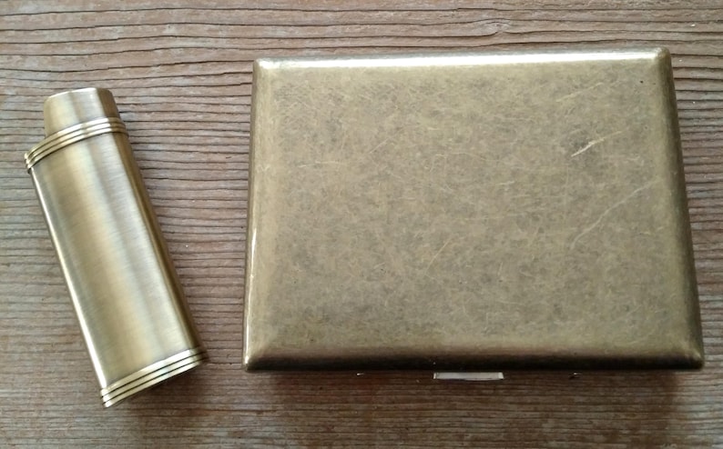 Running Fox Cigarette Case, Ornate Antiqued Brass Cigarette or Card Case image 3