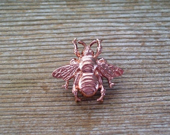 Rose Gold Honeybee Pin Brooch, Rose Gold Bee Pin, Rose Gold Bee Tie Pin, Rose Gold Bee Lapel Pin, Bee Tie Tack, Bee Accessory